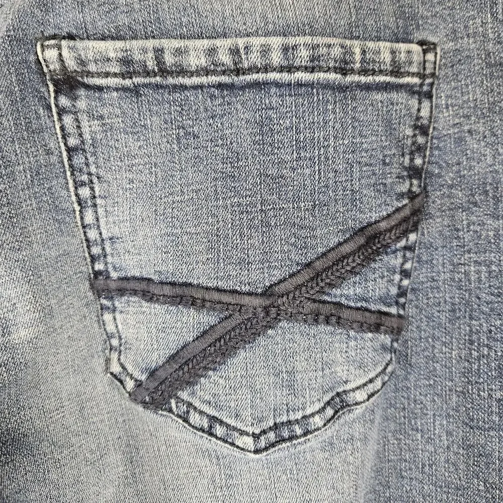 TK Axel Jeans Mens 34x30 FIT 34X27 Medium Wash Blue Slim Boot Stretch Distressed